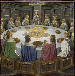 Ridderne av det runde bord, omkranser den Hellige Gral